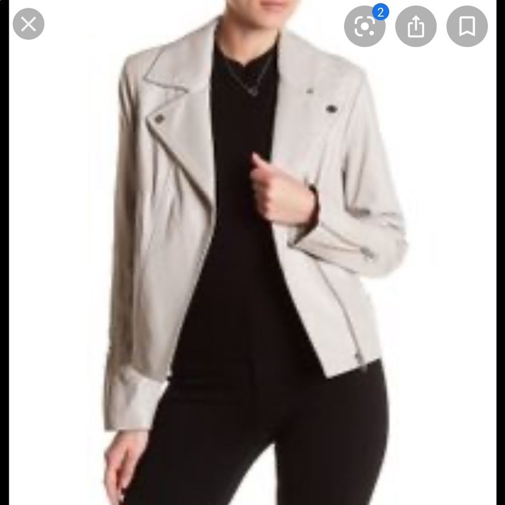 SOIA&KYO soft gray leather bomber jacket